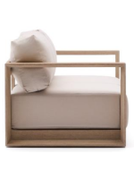 LINKA 2 Sitzer Sofa 174 cm aus massivem Akazienholz mit hellem Finish für Gartenterrassen im Freien und im Haus oder Bauernhaus
