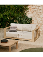 LINKA 2 seater sofa 174 cm in solid acacia wood with light finish for outdoor garden terraces and inside the house or farmhouses