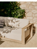 LINKA 2 seater sofa 174 cm in solid acacia wood with light finish for outdoor garden terraces and inside the house or farmhouses