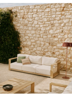 LINKA divano 3 posti 249 cm in legno massello di acacia finitura chiara per esterno giardino terrazzi e interno casa o contract