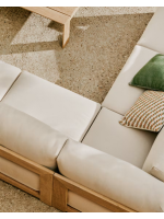 DELA 5 Sitzer Ecksofa 248x248 aus massivem Akazienholz mit hellem Finish für Gartenterrassen im Freien und im Haus