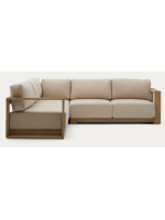 DELA 5 seater corner sofa 248x248 in solid acacia wood with light finish for outdoor garden terraces and inside the house