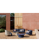 LONDON sofa 210 cm in aluminum and rope dove gray and ecru cushions for home garden terrace