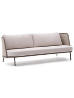 LONDON Sofa 210 cm aus Aluminium und Seil in Taubengrau und ecrufarbenen Kissen für die Terrasse im Hausgarten