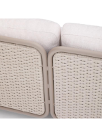 LONDON sofa 210 cm in aluminum and rope dove gray and ecru cushions for home garden terrace