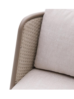LONDON sofa 210 cm in aluminum and rope dove gray and ecru cushions for home garden terrace
