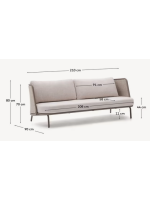 LONDON canapé 210 cm aluminium et corde gris tourterelle et coussins écru pour maison jardin terrasse