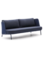 SORRENTO sofá 210 cm de aluminio y cuerda y cojines azul para terraza jardín de casa
