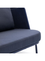 SORRENTO canapé 210 cm aluminium et corde et coussins bleu pour maison jardin terrasse