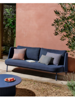 SORRENTO sofá 210 cm de aluminio y cuerda y cojines azul para terraza jardín de casa