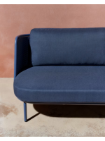 SORRENTO sofá 210 cm de aluminio y cuerda y cojines azul para terraza jardín de casa