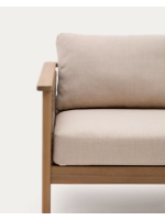 FILIPH set divano 128 cm e 2 poltrone e tavolino in legno massello di acacia e rattan e cuscini inclusi per esterno o interno