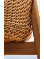 DONALD 3 Sitzer Sofa 223 cm aus massivem Teakholz und synthetischem Rattan und abnehmbarem Kissens für drinnen und draußen