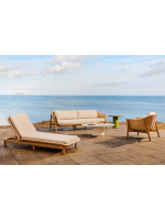 DONALD 2 seater sofa 170 cm in solid teak wood and synthetic rattan and removable cushions