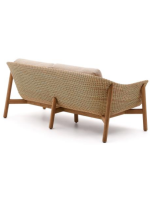 DONALD 2 Sitzer Sofa 170 cm aus massivem Teakholz und synthetischem Rattan und abnehmbarem Kissens für drinnen und draußen