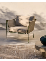 EDFU Canapé 178 cm en corde synthétique ecru et pieds en acier galvanisé vert pour l'extérieur