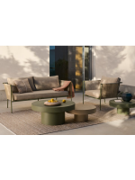 EDFU sofa 178 cm in ecru synthetic rope and green galvanized steel legs for outdoors