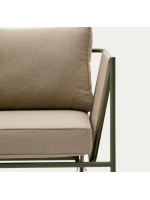 EDFU sofa 178 cm in ecru synthetic rope and green galvanized steel legs for outdoors