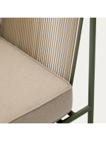 EDFU Canapé 178 cm en corde synthétique ecru et pieds en acier galvanisé vert pour l'extérieur