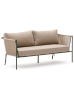 EDFU Canapé 178 cm en corde synthétique ecru et pieds en acier galvanisé vert pour l'extérieur