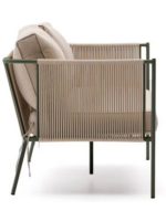 EDFU sofa 178 cm in ecru synthetic rope and green galvanized steel legs for outdoors