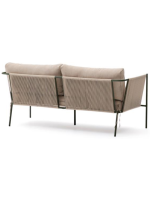 EDFU sofa 178 cm in ecru synthetic rope and green galvanized steel legs for outdoors