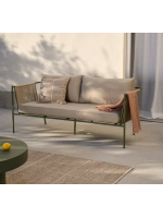 EDFU Sofa 178 cm aus ecru Kunststoffseil und grünen Beinen aus verzinktem Stahl