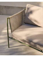 EDFU sofa 178 cm in ecru synthetic rope and green galvanized steel legs for outdoors