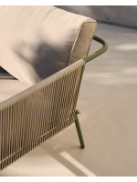 EDFU Canapé 178 cm en corde synthétique ecru et pieds en acier galvanisé vert pour l'extérieur