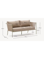 EDFU Canapé 178 cm en corde synthétique ecru et pieds en acier galvanisé vert pour l'extérieur