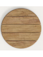 ACTON Mesa de centro con sobre Ø55 en madera de acacia natural y base de metal y cemento Terraza veneciana para exterior