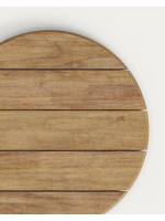 ACTON Mesa de centro con sobre Ø55 en madera de acacia natural y base de metal y cemento Terraza veneciana para exterior