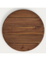 BANDEN tavolino piano Ø 55 in legno finitura noce e base in metallo e cemento nero  per esterno