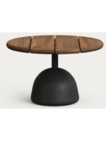 BANDEN tavolino piano Ø 55 in legno finitura noce e base in metallo e cemento nero  per esterno