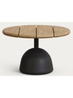 GOAR Ø55 little table top in natural wood and metal and black metal and black concrete base