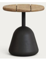 BOSS Table basse avec plateau Ø43x45h en bois naturel et base en métal et béton noir