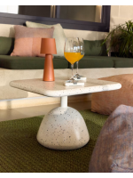 NOSTER tavolino piano 48x48 in cemento terrazzo veneziano e base in metallo e cemento per bar ristoranti