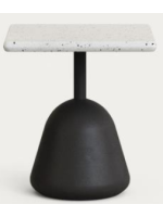 JAYDEN little table 44x44 cm top in concrete Venetian terrace and metal and black concrete base