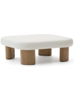 FLIK Couchtisch 80x80 cm in festem Holz und Zementoberteil