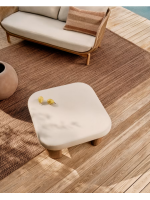 FLIK tavolino 80x80 cm in legno massello e piano in cemento per giardino o terrazzo