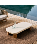 ABELIA Couchtisch140x70 cm in festem Holz und Zementoberteil
