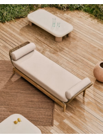 ABELIA coffee 140x70 cm table in solid wood and cement top