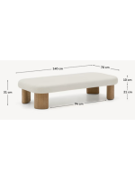 ABELIA coffee 140x70 cm table in solid wood and cement top