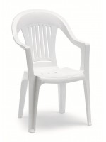 CALIFORNIA SCHIENALE ALTO 3 ANTIGRAFFIO con reposabrazos monobloque en resina blanca o verde silla para exterior