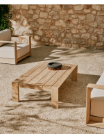 ARCOR 140x82 cm mesa de centro en madera maciza de acacia para jardín o terraza al aire libre