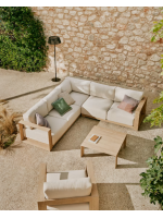 TROY 82x82 cm coffee table in solid acacia wood for outdoor garden or terrace
