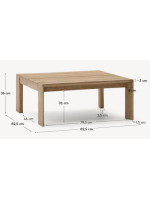 TROY 82x82 cm mesa de centro en madera maciza de acacia para jardín o terraza al aire libre