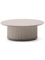 LONDON coffee table Ø 99 cm in aluminum and rope dove gray for home garden terrace