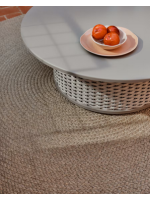 LONDON coffee table Ø 99 cm in aluminum and rope dove gray for home garden terrace