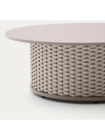 LONDON mesa de centro Ø 99 cm de aluminio y cuerda color gris paloma para terraza jardín de casa